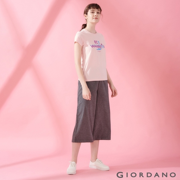 【GIORDANO】女裝DEAR WORLD系列印花T恤-62 草莓粉紅