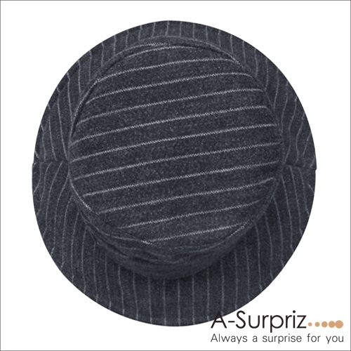 A-Surpriz 斜直條紋混紡毛呢漁夫帽(深灰)