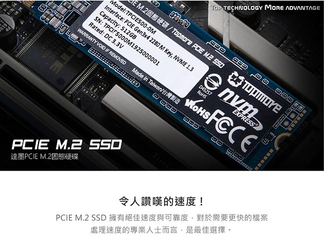 達墨 TOPMORE PCIE M.2 SSD 內接式硬碟512GB