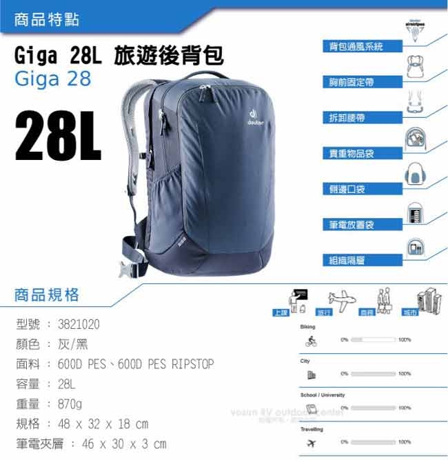 Deuter Giga 28L 旅遊後背包.後背筆電腦包_藍