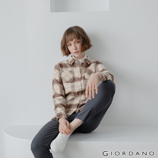 GIORDANO 女裝經典後鬆緊修身休閒九分褲 - 02 標誌灰