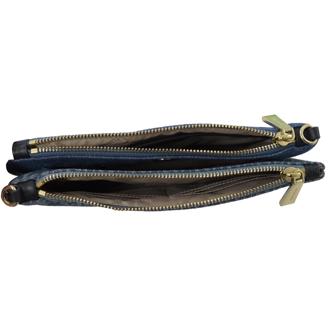 MICHAEL KORS CROSSBODIES MK字單寧雙層斜背包(藍)