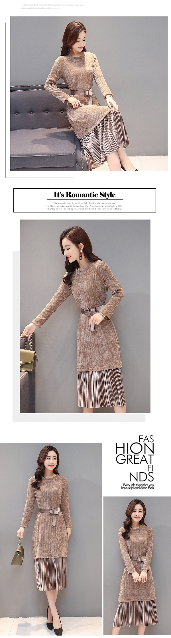 【韓國K.W.】時尚首選絨布修身洋裝-3色