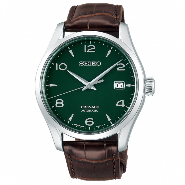 SEIKO 精工 Presage 琺瑯工藝機械手錶SPB111J1-綠X咖啡/41mm