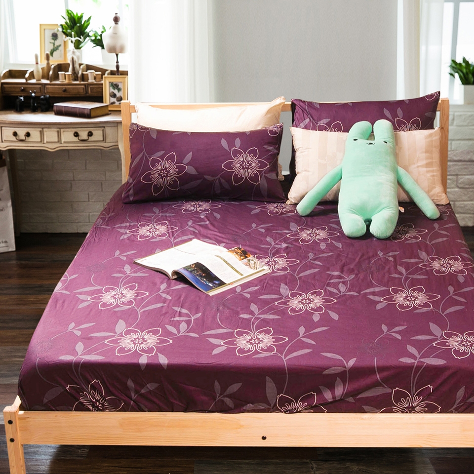 Carolan 紫戀 精梳純棉加大枕套床包組(6x6.2尺)