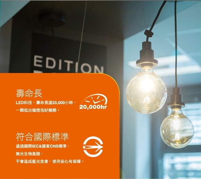 歐司朗OSRAM 復古型6.5W LED調光型燈絲燈泡-120V E27