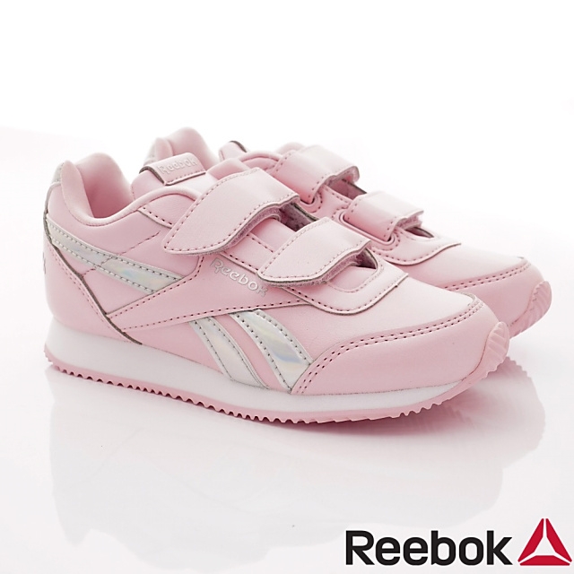 Reebok頂級童鞋 皮質炫銀邊飾運動鞋款 NI013粉(中小童段)