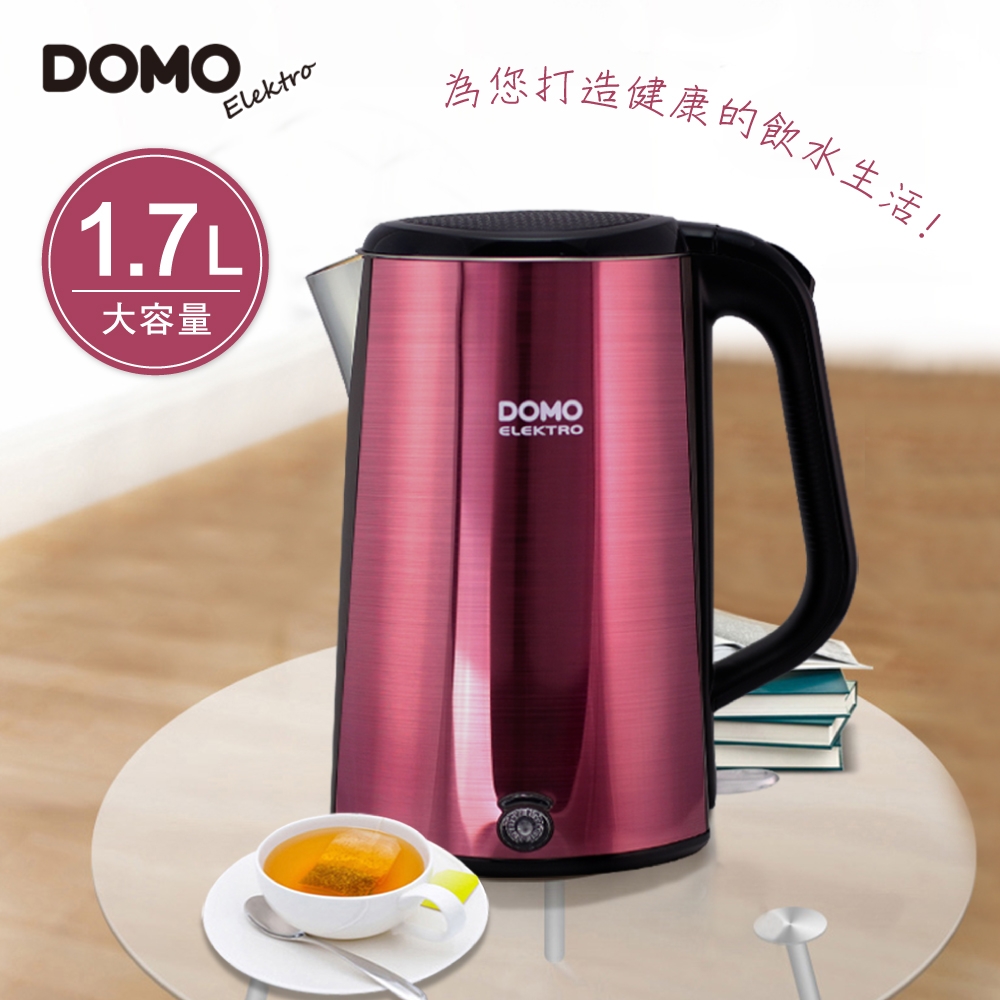 DOMO-1.7L雙層防燙304不鏽鋼快煮壺DM9020WT (福利品)