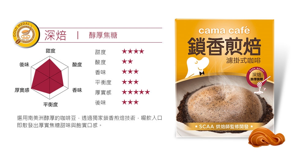 cama cafe 鎖香煎焙-香純堅果 濾掛式咖啡-中焙(8gx6包)