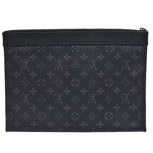 LOUIS VUITTON Monogram Eclipse Pochette Discovery Clutch Bag M62291 Auth  w/Box