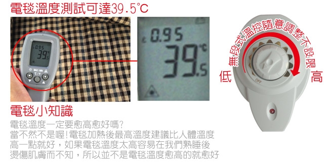 台灣製造多色格紋單人電毯ED191-2