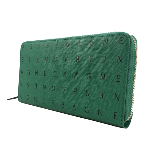 agnes b. 滿版字母防刮拉鍊長夾(綠)