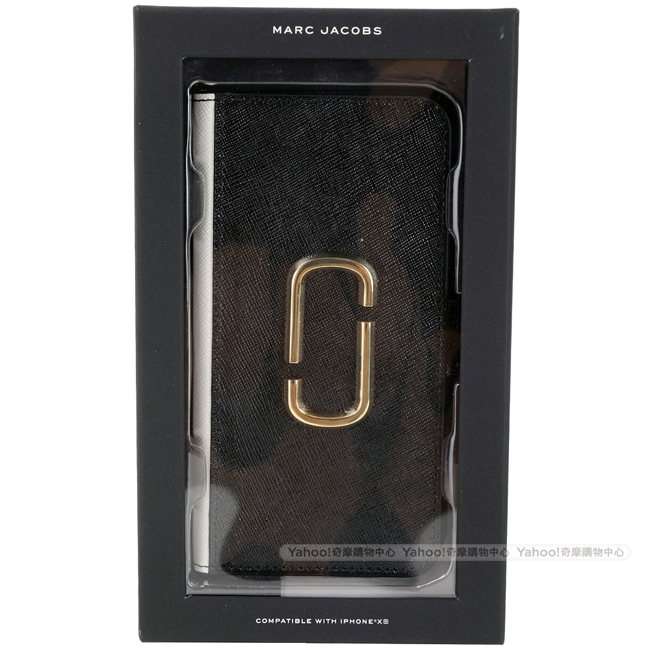 MARC JACOBS Snapshot iPhone XR 撞色防刮皮手機殼(黑色)