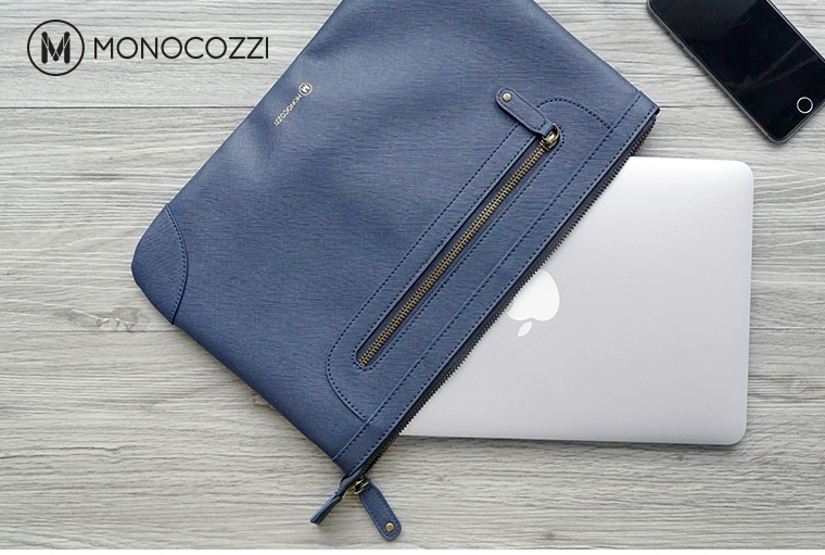 MONOCOZZI Posh 皮革保護內袋 for Macbook Air 11吋-淡灰藍