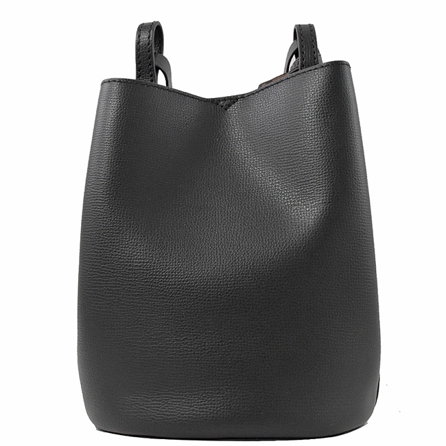 BURBERRY 烙印LOGO牛皮斜背水桶包(黑)