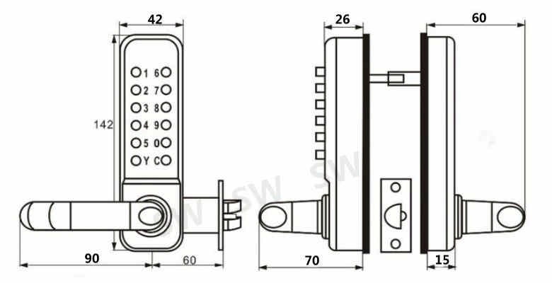 機械密碼鎖 SW209A 無鑰匙防水防潮門鎖鋅合金 密碼鎖 大門鎖 機械鎖 按鍵密碼
