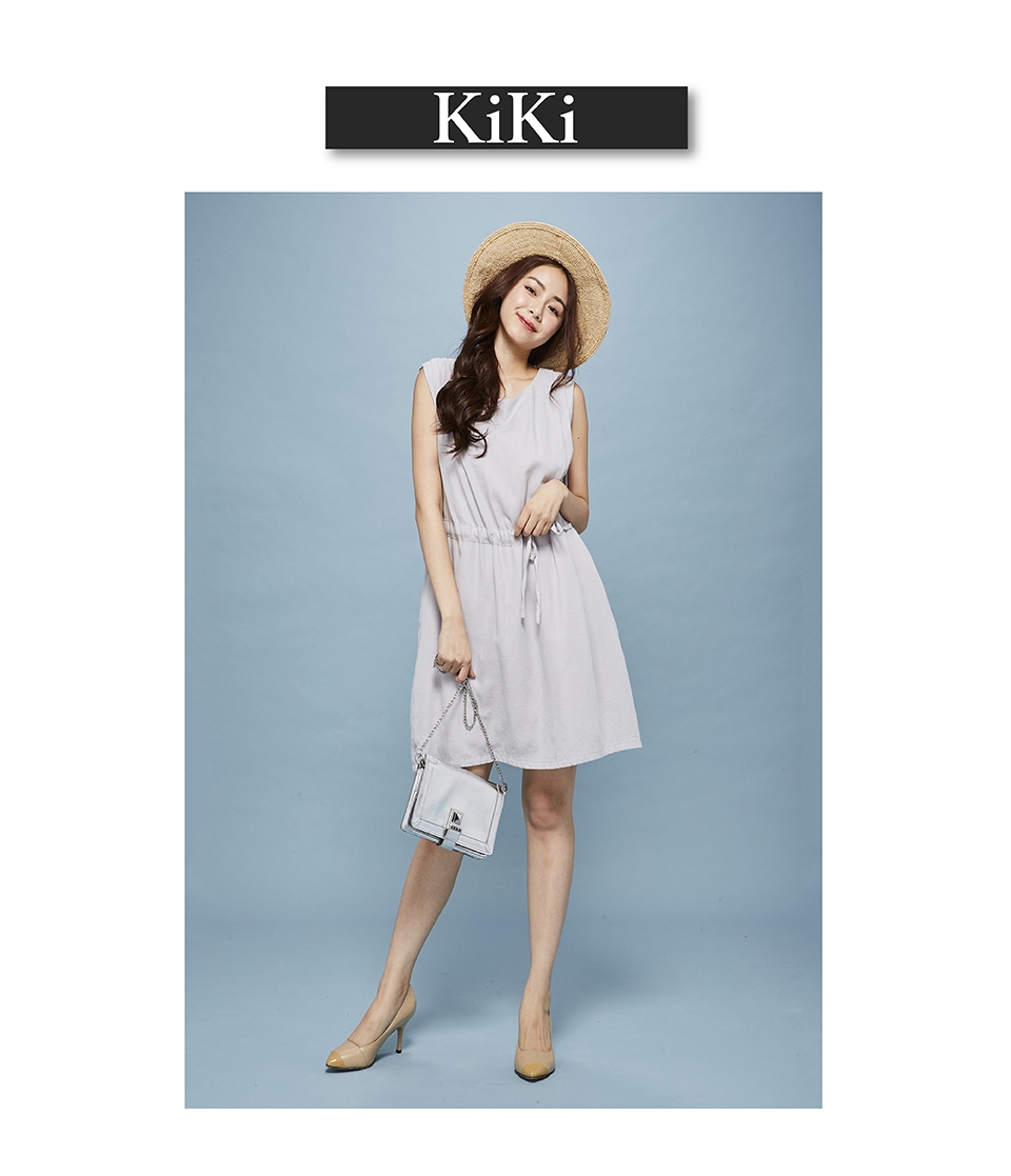 【KiKi】簡約素面氣質-洋裝(二色)