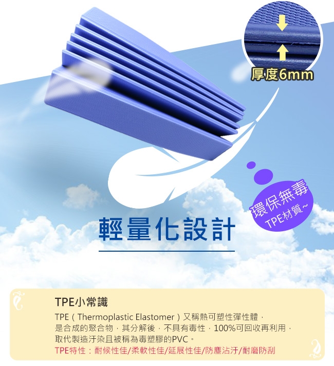 Yenzch 折疊式瑜珈墊 / TPE (寶藍色 厚6mm) RM-11109《贈外背袋》