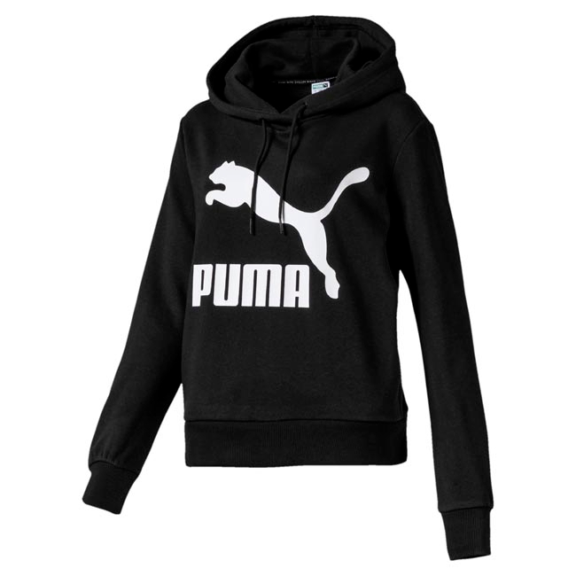 PUMA-女性流行系列Classics長厚連帽T恤-黑色-歐規