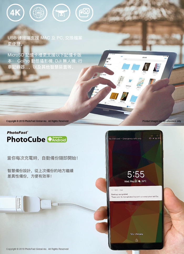 Photofast PhotoCube 安卓專用 備份方塊 + Lexar記憶卡512GB