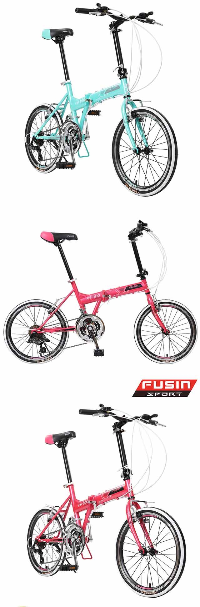 【FUSIN】FS-300 20吋日本Shimano21速搭配彩色外胎摺疊車