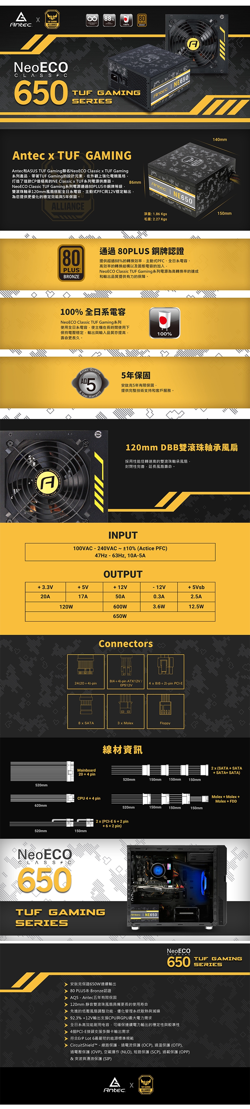 Antec 安鈦克 NE 650 TUF 650W 電源供應器