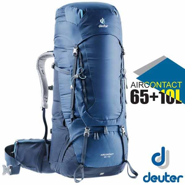 Deuter Aircontact Lite 65+10L 專業輕量拔熱透氣背包_藍