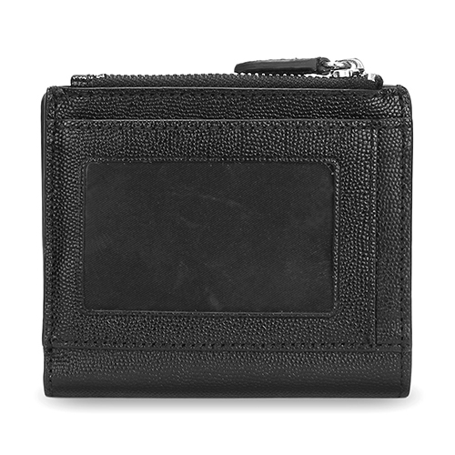 Rebecca Minkoff 質感皮革金屬牌LOGO證件零錢短夾-黑色