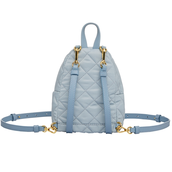 MOSCHINO 菱格紋後背包-迷你-藍色
