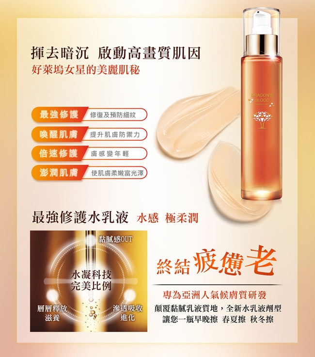 佐登妮絲 龍血求麗精華30ml+修護乳80ml+緊顏修護面膜10片/盒+潔顏慕絲150ml