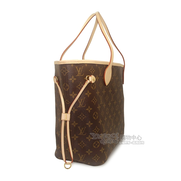 LV M40995 Monogram Neverfull MM 肩背購物包(中型 /米色)