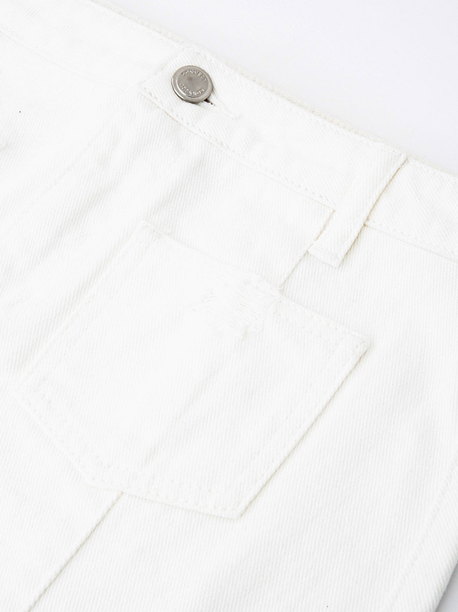 H:CONNECT 韓國品牌 女裝-雙口袋不收邊短裙-白