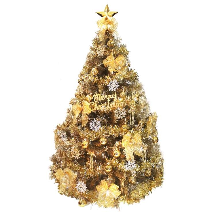 摩達客 台灣製6呎/6尺(180cm)豪華版氣質霧金系裝飾聖誕樹(金色系配件組)(不含燈)