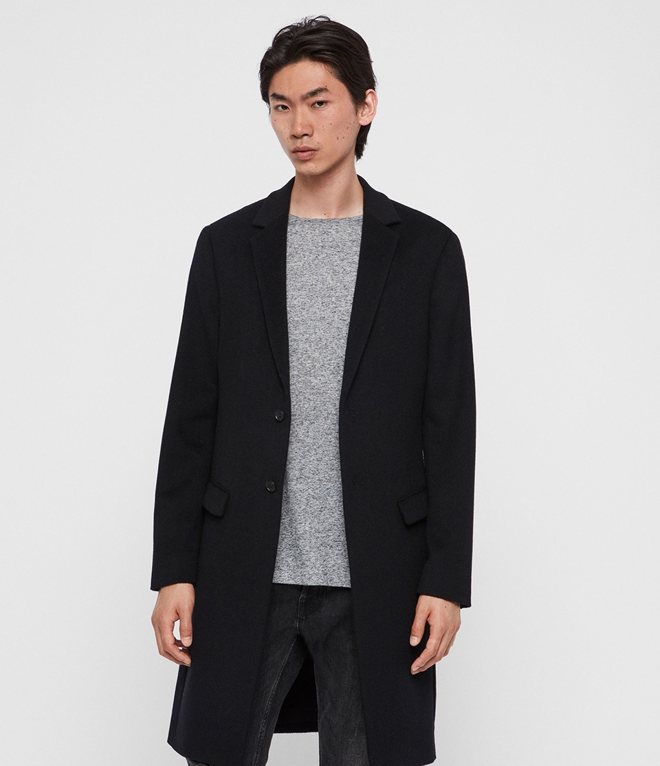 ALLSAINTS BIRDSTOW 純羊毛簡約修身中長版外套