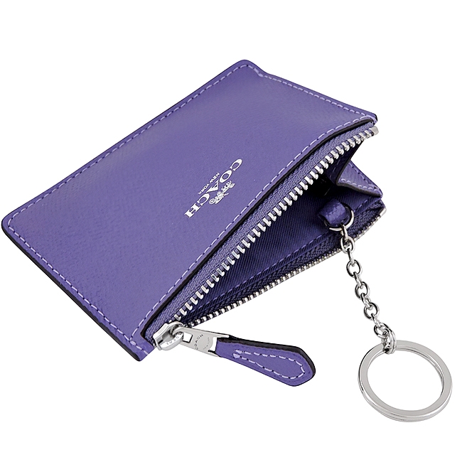 COACH 紫色防刮皮革托特包-大型+紫色防刮皮革鑰匙零錢包