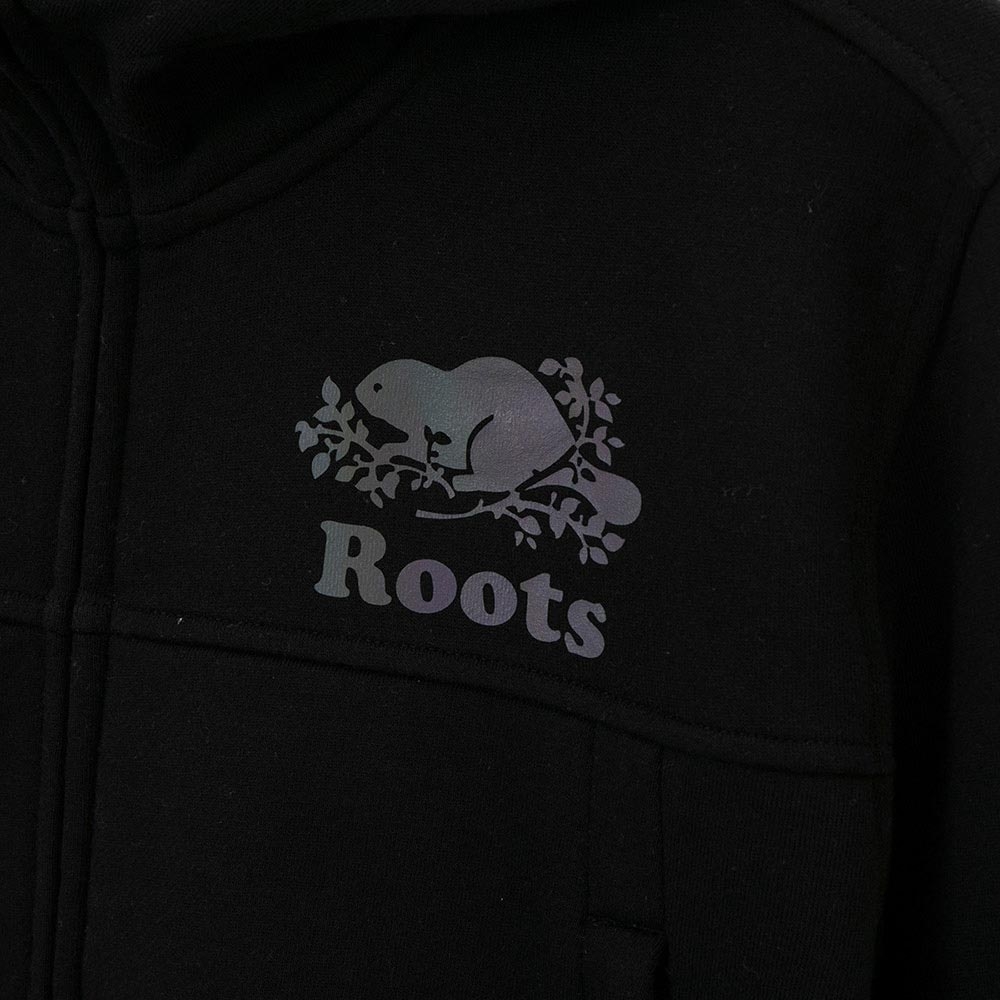 ROOTS 男裝-全彩刷毛連帽外套-黑色