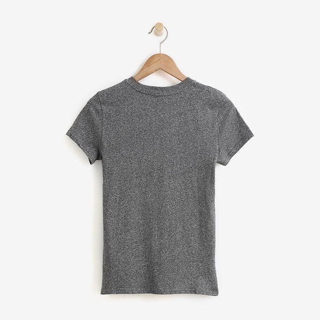 女裝Roots- 開領短袖T恤-灰色
