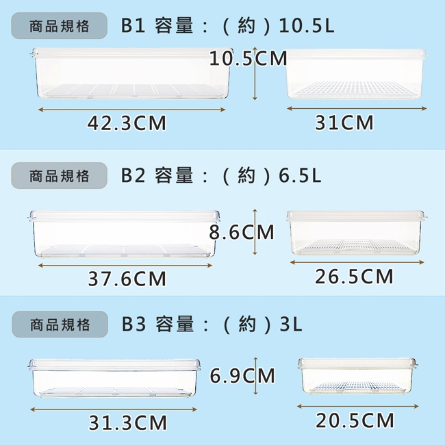 [愛收納x聯太工坊]Famous B1長型附濾網大保鮮盒10.5L(二入組)