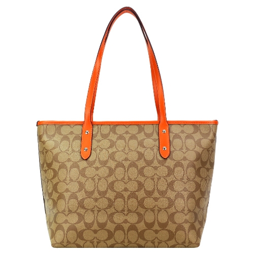 COACH 馬車C LOGO防刮PVC托特包(卡其橙橘) COACH 馬車C LOGO防刮PVC托特包(卡其橙橘)