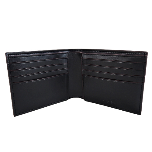 COACH 紅線滾邊緹花PVC男短夾(另附證件夾)(黑灰) COACH 紅線滾邊緹花PVC男短夾(另附證件夾)(黑灰)