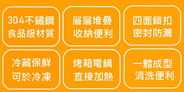 頂尖廚師 304不鏽鋼方形食物保鮮盒550ml三入組