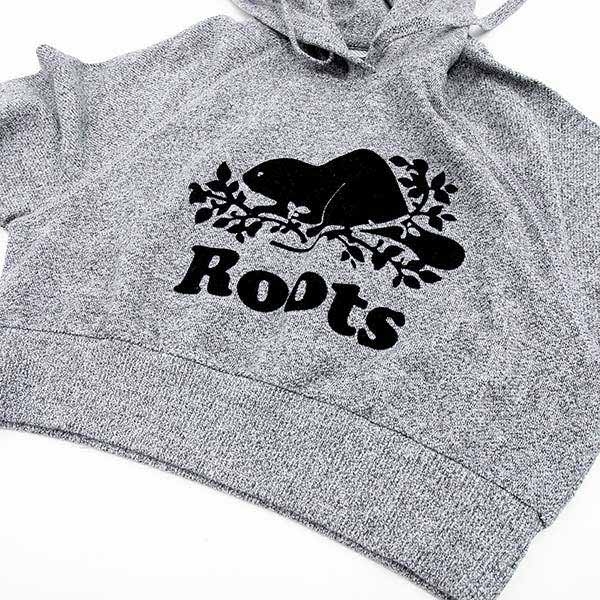 女裝Roots - S&P系列短版毛圈布連帽上衣-灰色