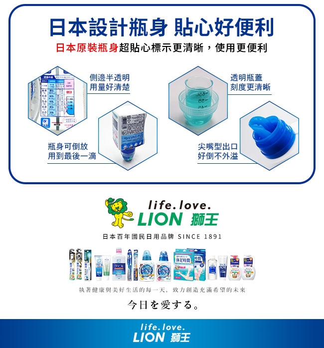 日本獅王LION 奈米樂超濃縮洗衣精 抗菌 1+4