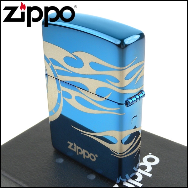 ZIPPO 美系~Tattoo Design-骷髏火焰圖案-4面連續雷射雕刻加工打火機