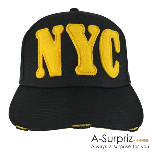 A-Surpriz 帥性美式風字母NYC棒球帽 (黑)