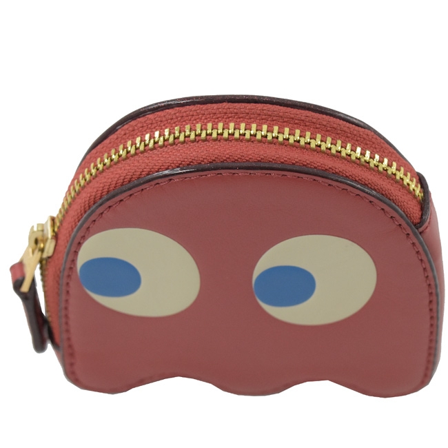 COACH PAC-MAN聯名款小精靈皮革零錢包(紅)