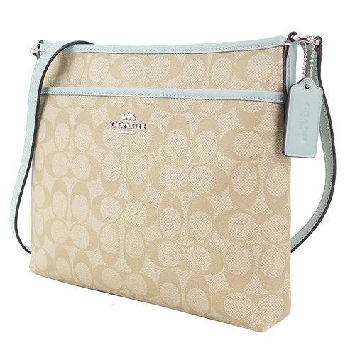 COACH 經典馬車PVC方形斜背包(中/卡其泡沫綠)