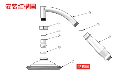 WIDE VIEW 空氣增壓8吋頂噴手持蓮蓬頭蛇管組(ZU-SH05-P)