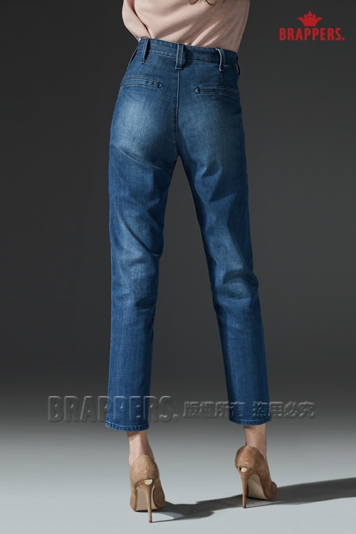 BRAPPERS 女款 Boy friend系列-中低腰天絲棉彈性八分褲-藍