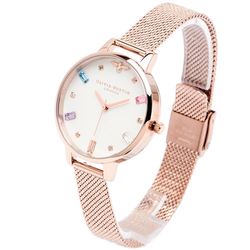 Olivia Burton 施華洛世奇水晶米蘭帶手錶(OB16RB15)-白面/34mm